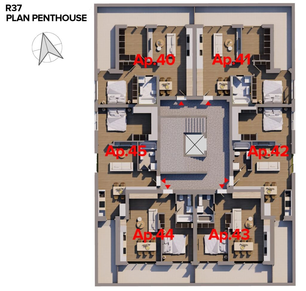 Fără comision! Apartament Penthouse ARED CITY  R37 – COMISION 0% în zona UTA 2 camere 1 dormitor Arad 8