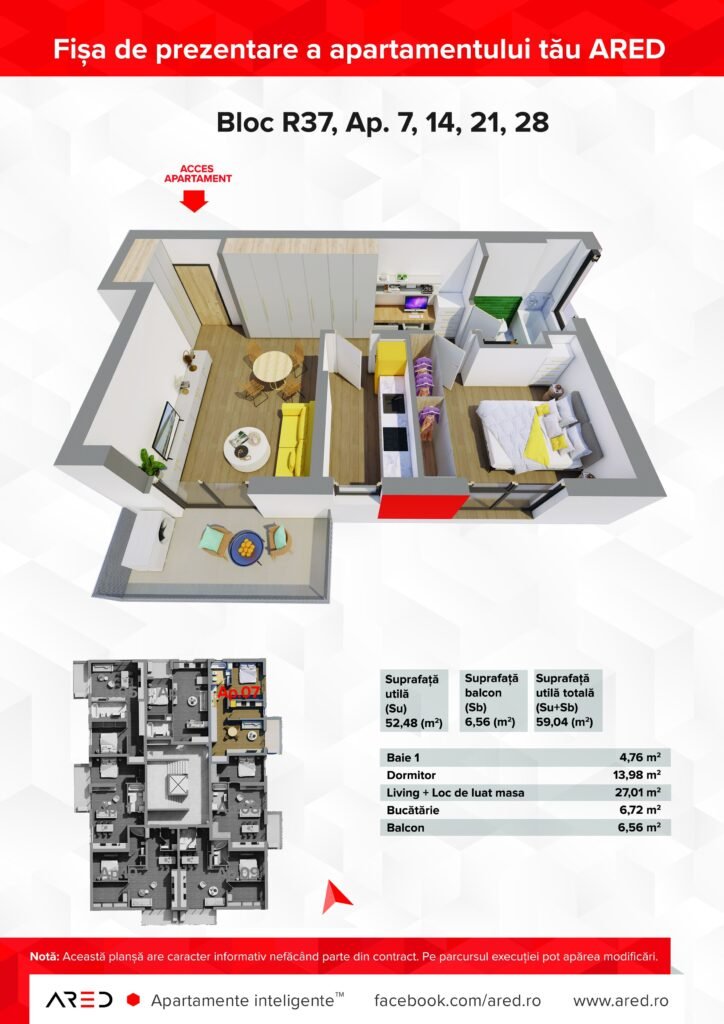 Fără comision! Apartament cu 2 camere nou, direct de la dezvoltatorul ARED în zona UTA 2 camere 1 dormitor Arad 6