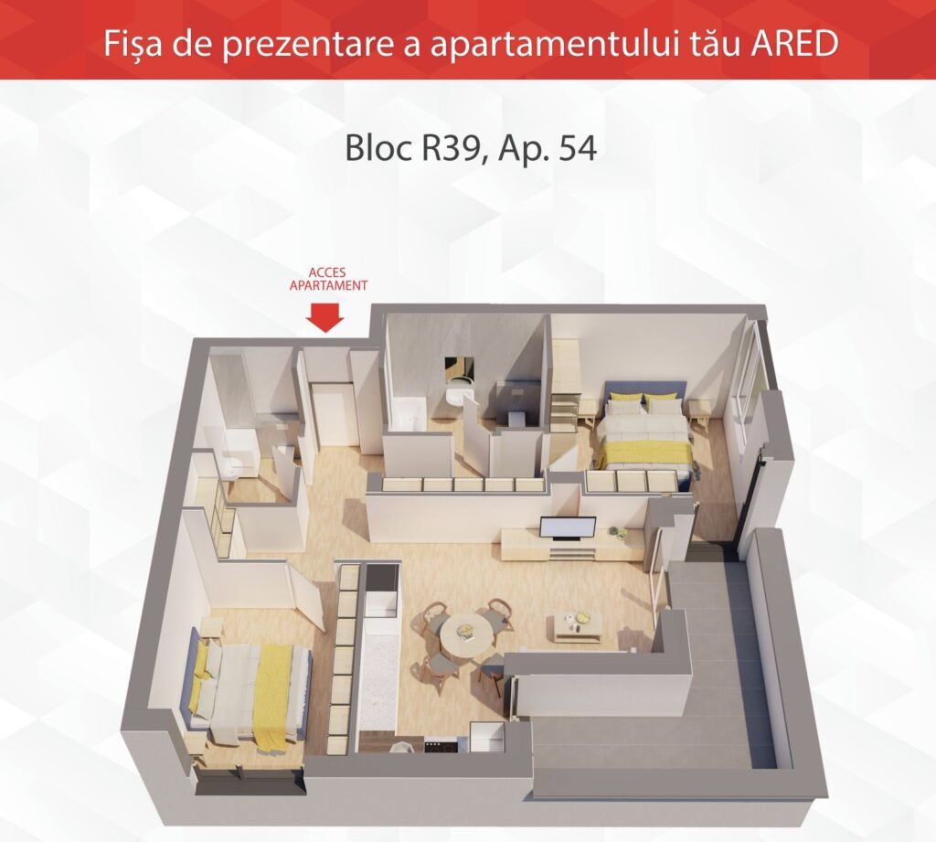 De vânzare Apartament tip PENTHOUSE la ARED Comision 0 în zona UTA 3 camere 2 dormitoare Arad 1