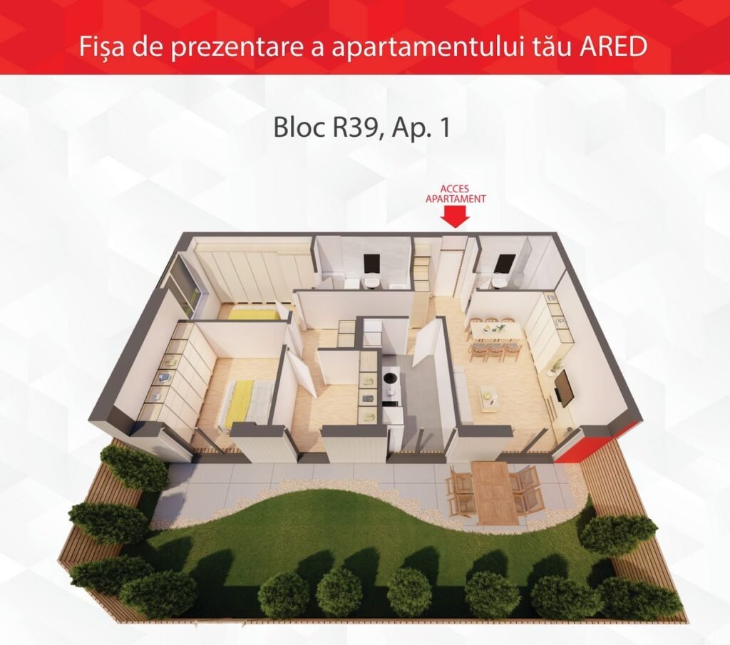 De vânzare Apartament cu grădină proprie, complex ARED – Comision 0% în zona UTA 3 camere 2 dormitoare Arad 4