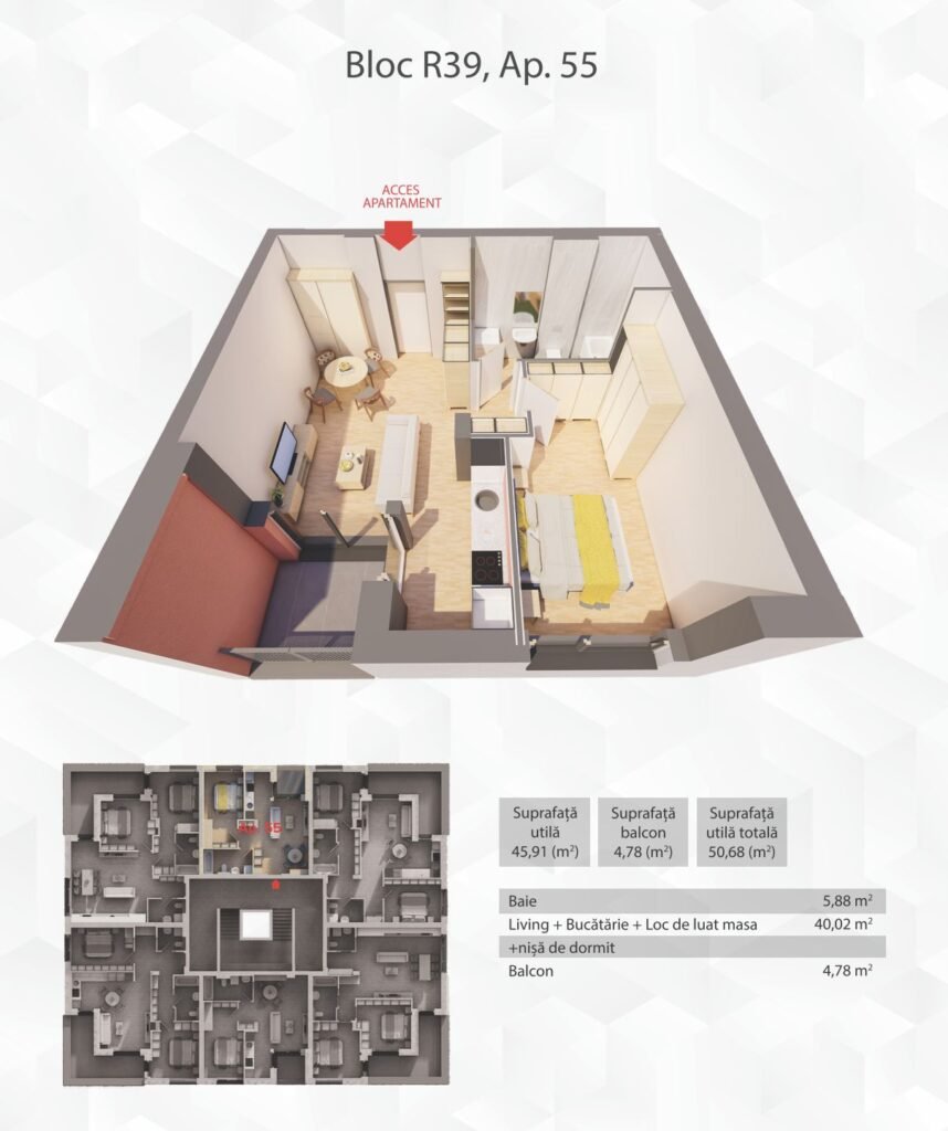 De vânzare REZERVAT! Penthouse in R39– direct de la dezvoltator, fără agenție! în zona UTA 2 camere 1 dormitor Arad 1