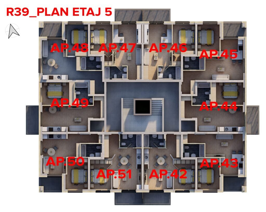 Apartament nou complex ARED – Comision 0% De vânzare Apartament nou complex ARED – Comision 0% în zona UTA 1 camera 1 dormitor Arad 5