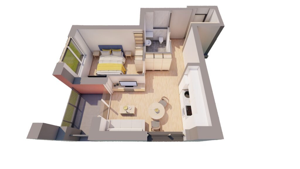 Apartament nou complex ARED – Comision 0% De vânzare Apartament nou complex ARED – Comision 0% în zona UTA 1 camera 1 dormitor Arad 8
