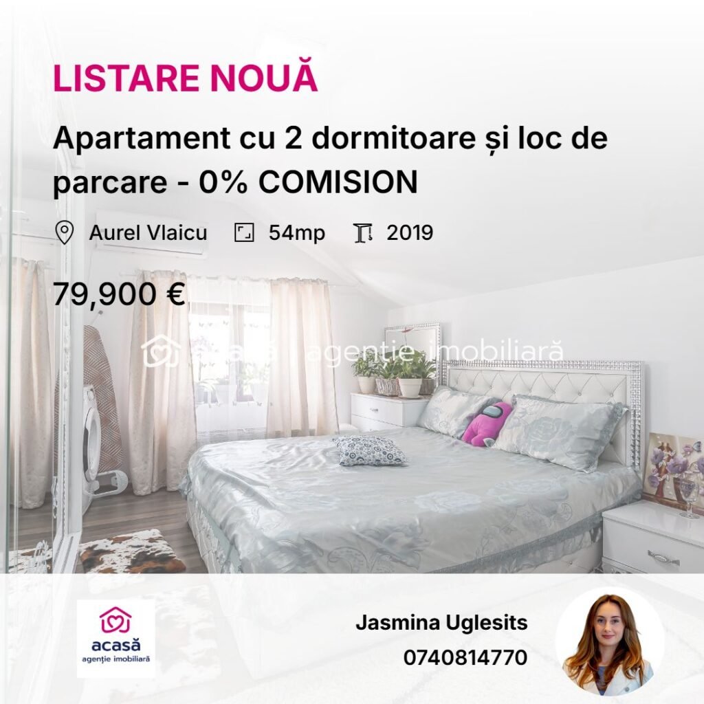 De vânzare Apartament cu 2 dormitoare și loc de parcare - 0% COMISION în zona Aurel Vlaicu 3 camere 2 dormitoare Arad 1