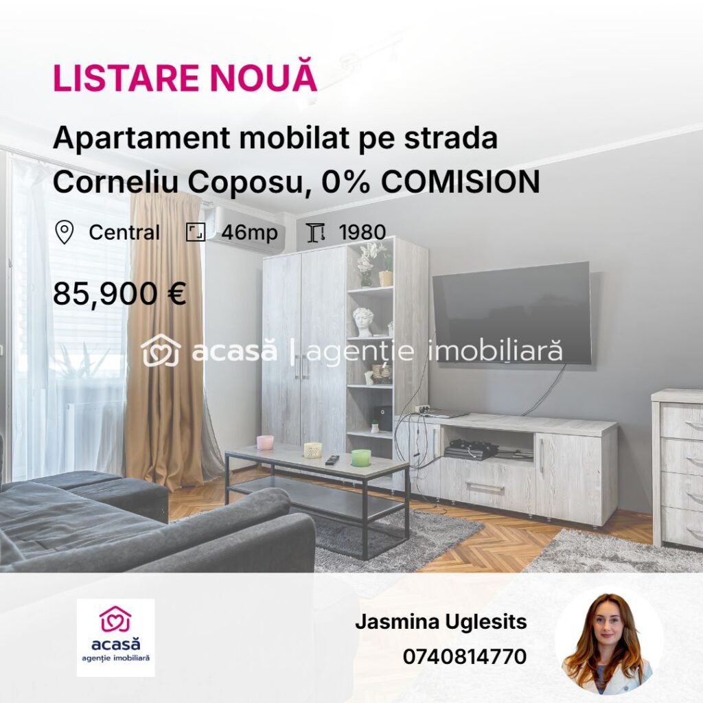 De vânzare Apartament mobilat pe strada Corneliu Coposu, 0% COMISION în zona Central 2 camere 1 dormitor Arad 1